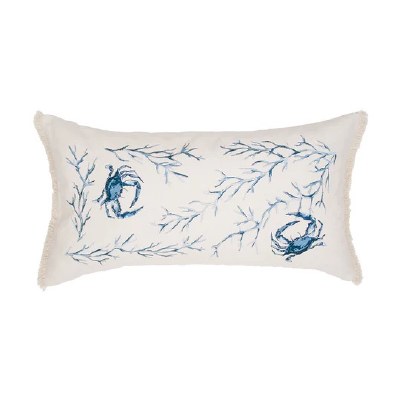14" x 26" Two Blue Crabs Decorative Coastal Indoor/Outdoor Throw Pillow