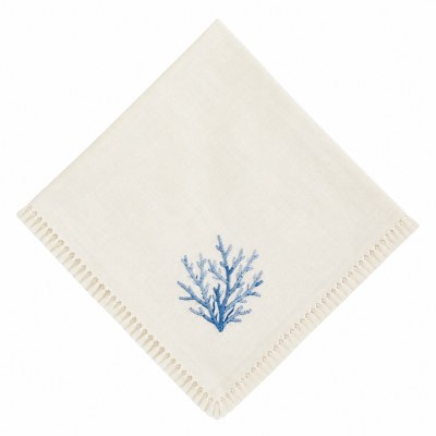 18" Embroidered Blue Coral Napkin