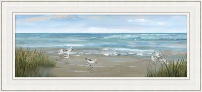24" x 52" Sandpiper Beach Coastal Gel Print in White Frame