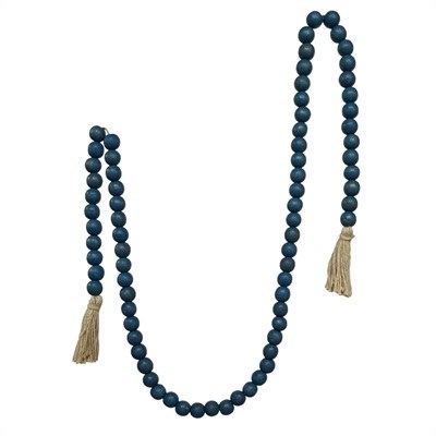 90" Blue Wood Beaded Table Garland