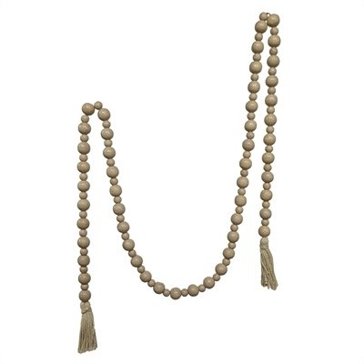 90" Whitewash Wood Beaded Table Garland