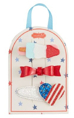 Set of Three Red White and Blue Popsicle Hair Clips by Mud Pie