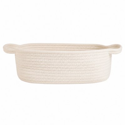 Large White Oval Fabric Basket