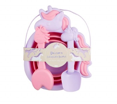 Set of Three Purple Unicorn Collapsable Beach Bucket by Mud Pie