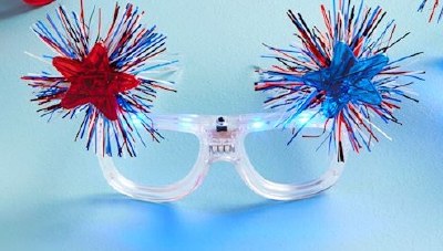 LED White Glasses with Red and Blue Stars by Mud Pie