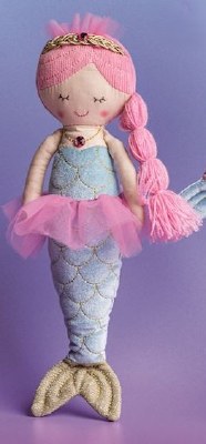 11" Pink Hair Mermaid Plush by Mud Pie