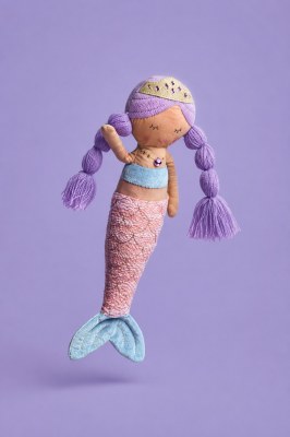 11" Purple Hair Mermaid Plush by Mud Pie
