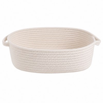 Large White Oval Fabric Basket by Mud Pie