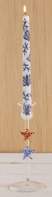 Box of Two Blue Coral Taper Candles by Mud Pie