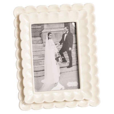 5" x 7" White Curvy Ceramic Photo Frame by Mud Pie