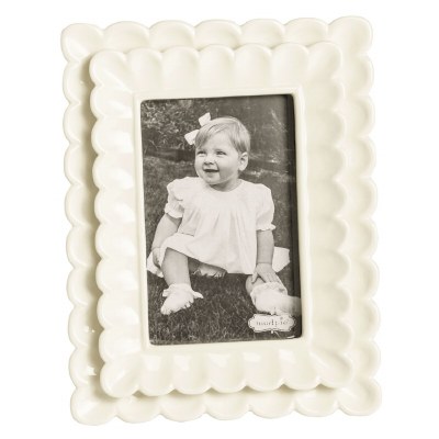 4" x 6" White Curvy Ceramic Photo Frame by Mud Pie