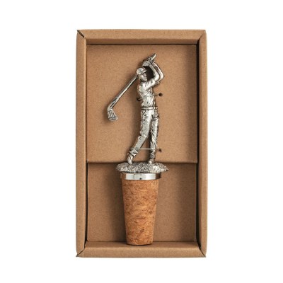 Antiqued Silver Golfer Bottle Stopper by Mud Pie
