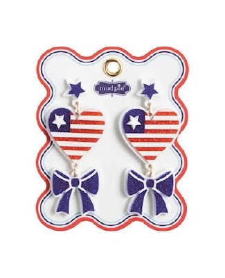 Red White and Blue Heart Earrings by Mud Pie