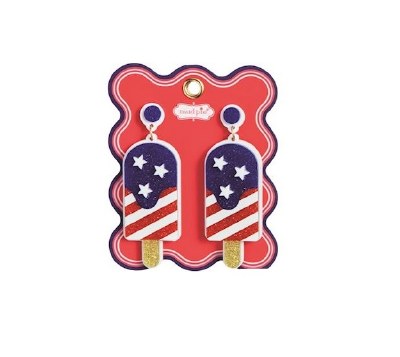 Red White and Blue Popsicle Earrings by Mud Pie