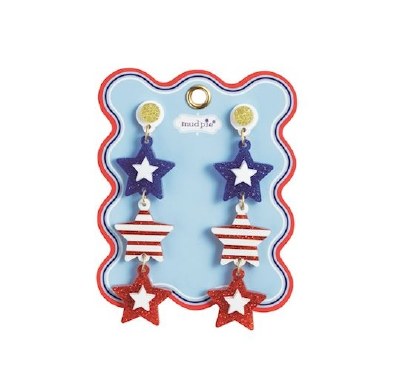 Red White and Blue Stars Earrings by Mud Pie