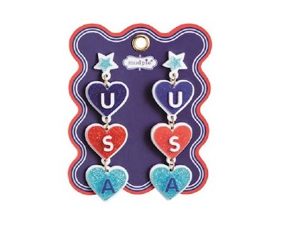 Red White and Blue USA Earrings by Mud Pie