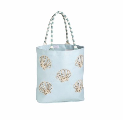 18" x 15" Blue Shell Tote by Mud Pie