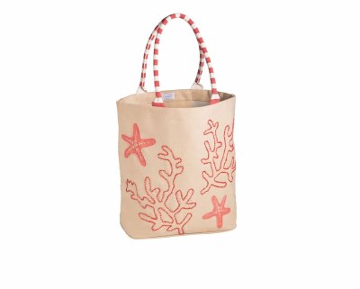 18" x 15" Tan Starfish Tote by Mud Pie