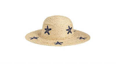 3.5" Blue Starfish Brim Hat by Mud Pie
