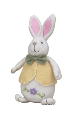 9" Fabric Bunny Wearing a Yellow Vest