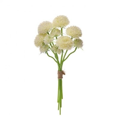 Bundle of Five 14" Faux Cream Scabiosa Flowers