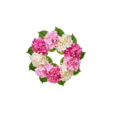 20" Round Faux Pink and White Hydrangea Wreath