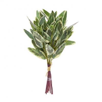 15" Bundle of Eight Faux Varigated Green Eucalyptus Leaves