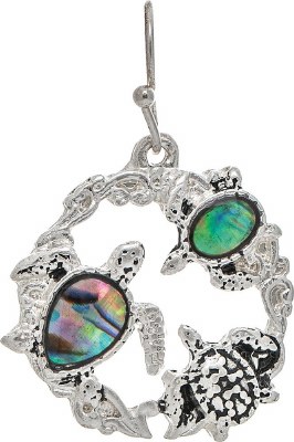 Silver and Abalone Turtles Ring Earrings