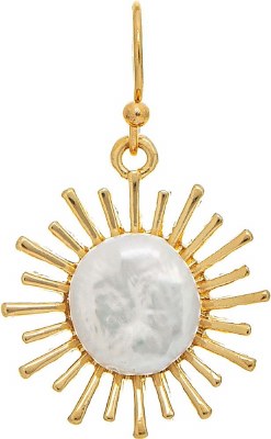 Gold Freshwater Pearl Sunburst Earrings