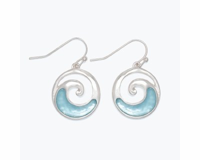 Silver and Aqua Wave Earrings