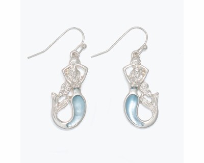 Silver and Aqua Mermaid Earrings