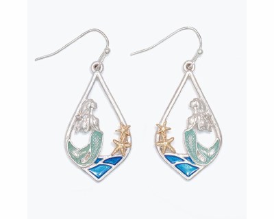 Silver Gold and Multi Color Mermaid Earrings