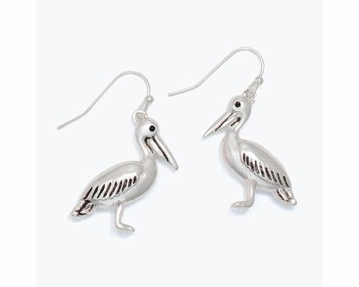 Antiqued Silver Pelican Earrings