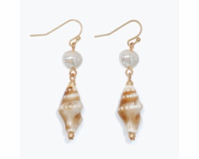 Gold Ceramic Conch Earrings