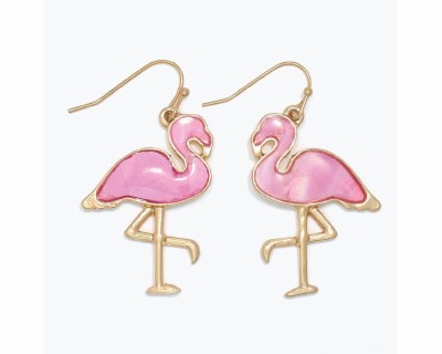 Gold and Pink Mother of Pearl Flamingo Earrings