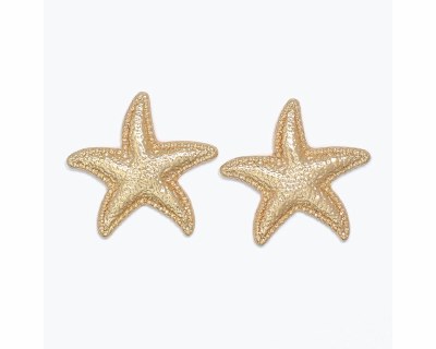 Gold Textured Starfish Earrings