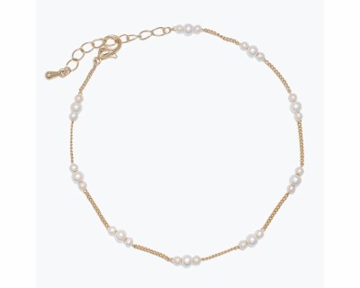 Gold Faux Pearl Beaded Anklet