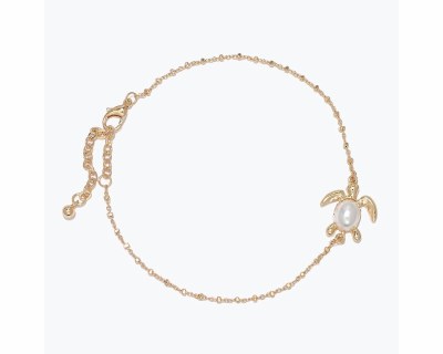 Gold Faux Pearl Turtle Anklet