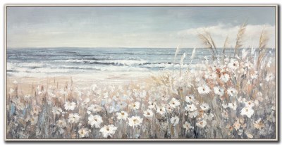 30" x 60" Sea of Daisies Coastal Canvas Framed