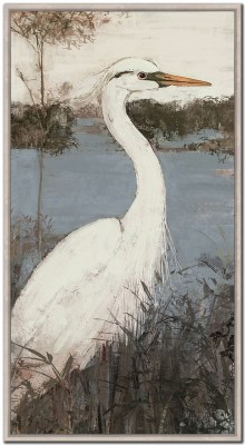 47" x 26" Heron Lookout 1 Coastal Canvas Framed