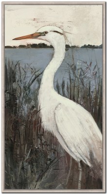 47" x 26" Heron Lookout 2 Coastal Canvas Framed