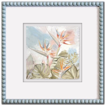 24" Sq Birds of Paradise 1 Tropical Print Framed