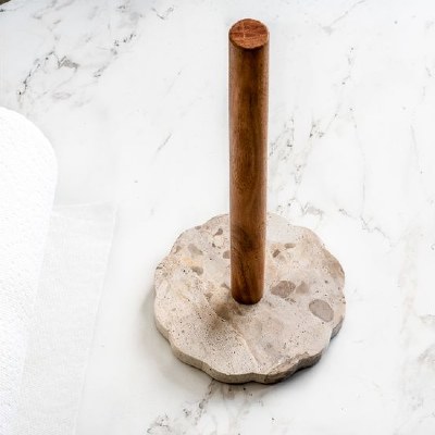13" Beige Marble Paper Towel Holder