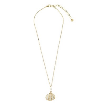 16" Gold Natural Shell and Pearl Necklace
