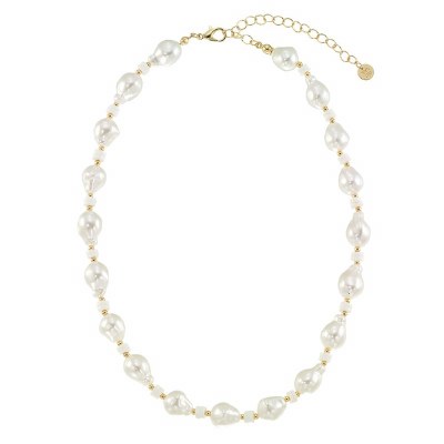 15" Gold Pearl Bead Necklace