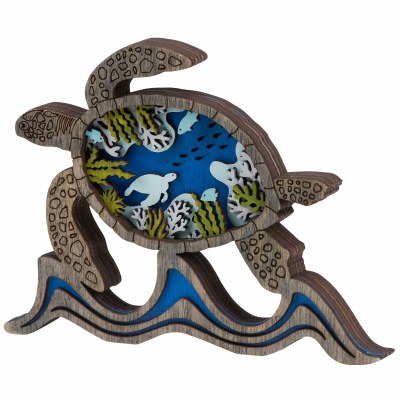 4.5" Multi Color 3D Wood Turtle