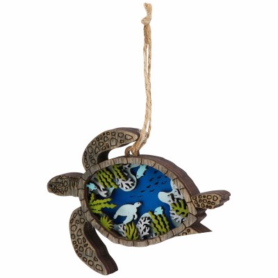 4" Multi Color 3D Wood Turtle Magnetic Ornament