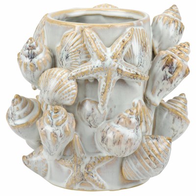 7" Beige 3D Shell Ceramic Vase