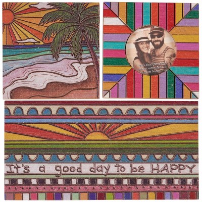 Set of Three Multi Color Palm Frame Magnets