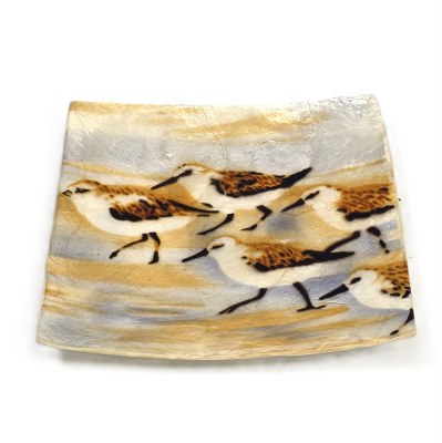 5" Sq Capiz Sandpiper Dish